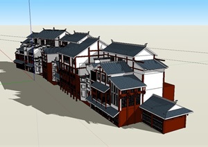 复古商业街多层建筑楼设计SU(草图大师)模型