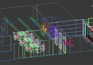 现代详细的办公室内设计3d模型