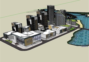 住宅小区楼及商业办公楼综合设计SU(草图大师)模型