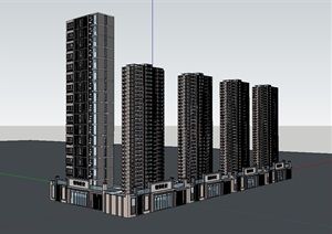 某商业高层住宅楼建筑SU(草图大师)模型
