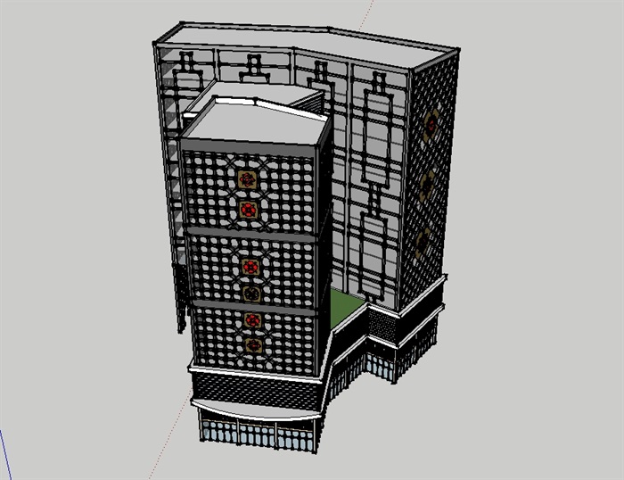 现代详细的办公大厦su模型(2)