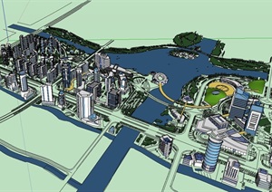 中心区城市规划设计SU(草图大师)模型