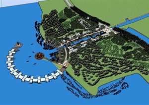 现代滨水公园景观SU(草图大师)模型