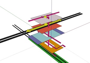 某现代地铁进站素材设计SU(草图大师)模型