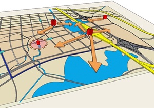 某城市景观视线分析SU(草图大师)模型