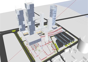现代中心区城市商业办公设计SU(草图大师)模型