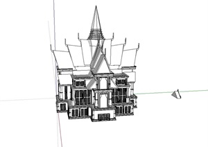 东南亚教堂建筑楼SU(草图大师)模型
