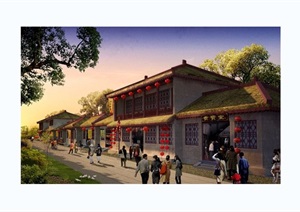 古典中式风景区商业街建筑SU(草图大师)模型