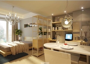 现代风格单身公寓室内装修设计3dmax模型