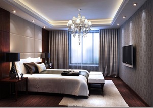 现代简约家装卧室设计3dmax模型