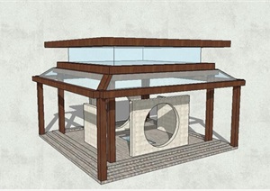 新中式详细完整亭子设计SU(草图大师)模型