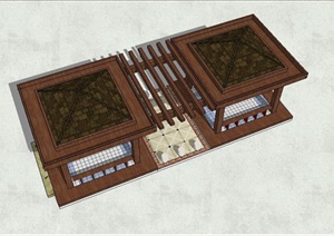 新中式亭子完整详细设计SU(草图大师)模型