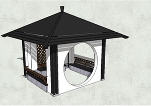 新中式亭完整详细设计SU(草图大师)模型