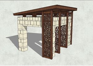 新中式完整详细亭子设计SU(草图大师)模型
