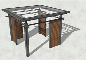 新中式详细完整的玻璃亭设计SU(草图大师)模型