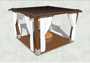 新中式庭院亭子设计SU(草图大师)模型