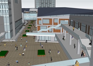 现代商业办公楼详细建筑SU(草图大师)模型