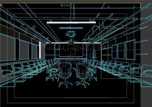 现代详细的会议室设计3d模型