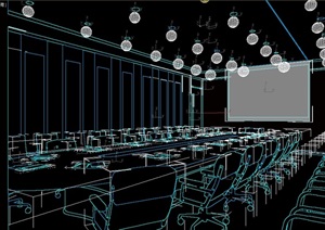 现代详细完整的会议室空间3d模型