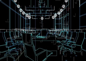 现代详细会议室空间设计3d模型