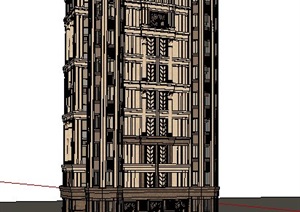 某新古典风格独栋高层住宅楼设计SU(草图大师)模型