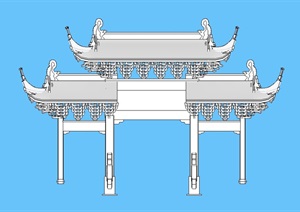 古典中式牌坊大门SU(草图大师)模型