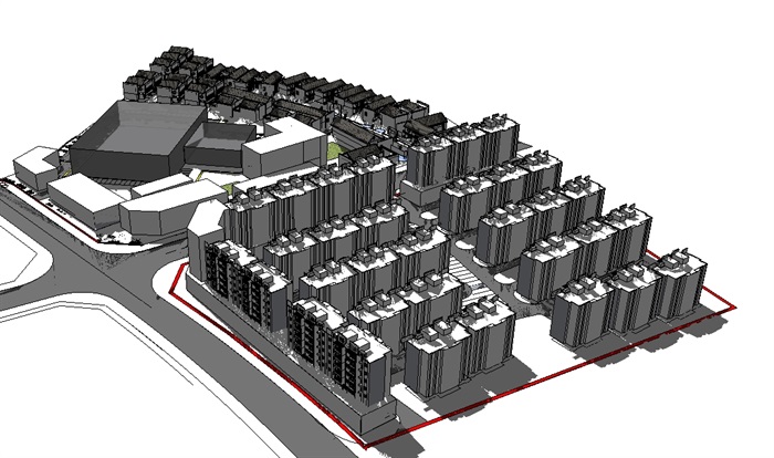 中式详细的商业楼及住宅楼su模型(3)