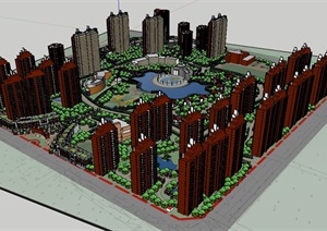 20公顷居住区建筑及景观设计SU(草图大师)模型
