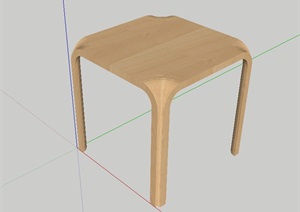 现代全木质坐凳设计SU(草图大师)模型
