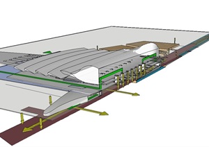 现代地铁地下空间建筑SU(草图大师)模型