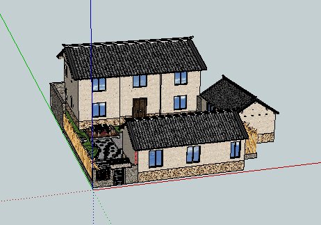 中式农院住宅建筑设计su模型(4)