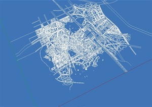 现代独特的城市规划SU(草图大师)模型