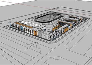 中学详细的多层教学楼设计SU(草图大师)模型