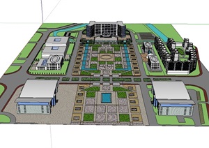某现代市政广场建筑设计SU(草图大师)模型