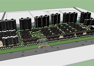 多层高层住宅小区详细建筑SU(草图大师)模型