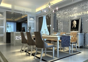 欧式精美餐厅室内设计max模型