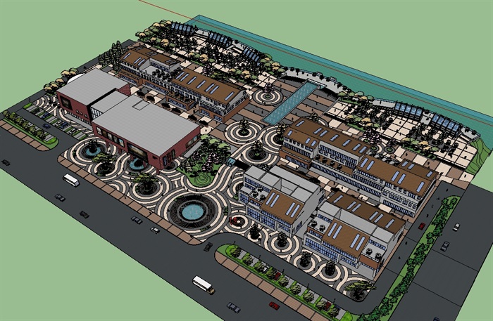 商业区的景观及建筑设计su模型(1)