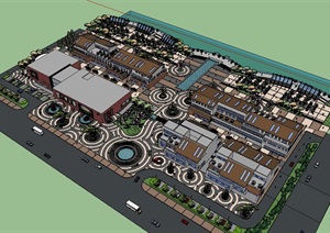 商业区的景观及建筑设计SU(草图大师)模型