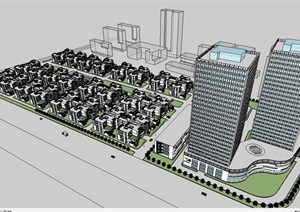 某现代商业办公及住宅楼设计SU(草图大师)模型