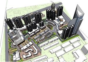 大型完整城市中心综合体商业中心设计SU(草图大师)模型