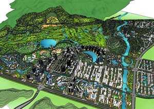 大型完整城市规划SU(草图大师)模型