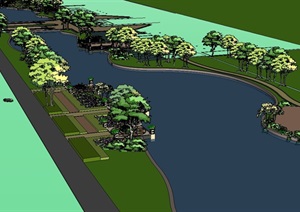 欧式风格城市河道景观设计SU(草图大师)模型