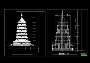 塔建筑设计cad立面图