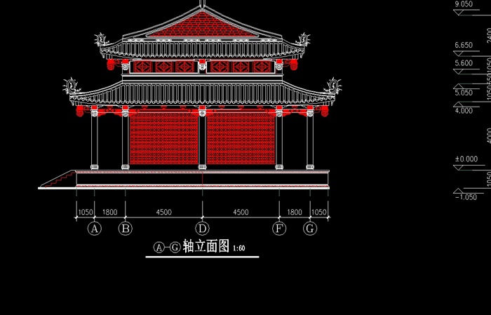 龙山寺cad平立面方案图(2)