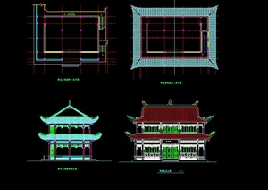 古庙两层建筑设计cad方案