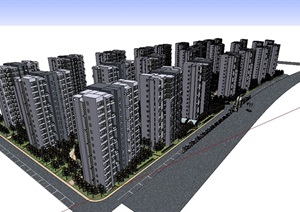 现代住宅小区建筑及景观SU(草图大师)模型