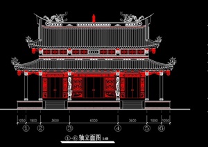 古典中式寺庙cad平立面方案图