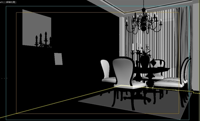 欧式详细的住宅餐厅室内3d模型(2)