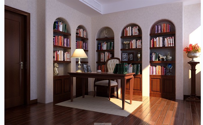 美式风格书房室内设计max模型(1)