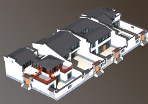 中式四合院建筑设计cad方案带效果图
